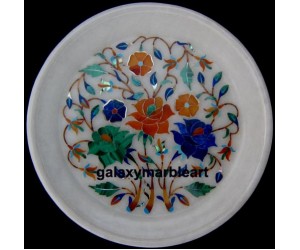 Multi colored floral design inlay plate Pl-643
